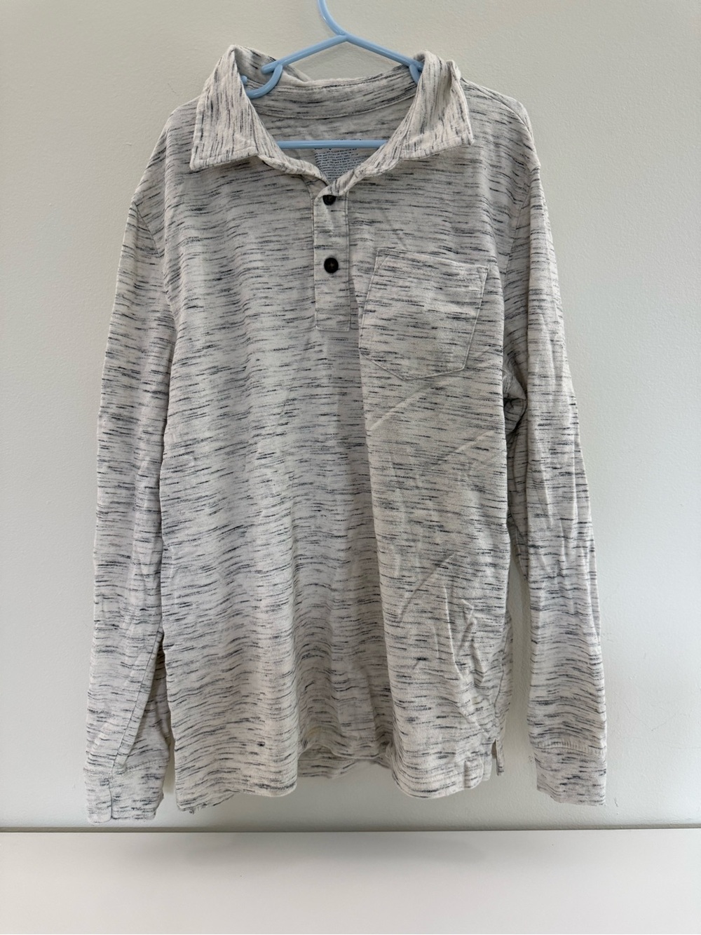 Boys Long-Sleeve Heathered Cream Polo Shirt